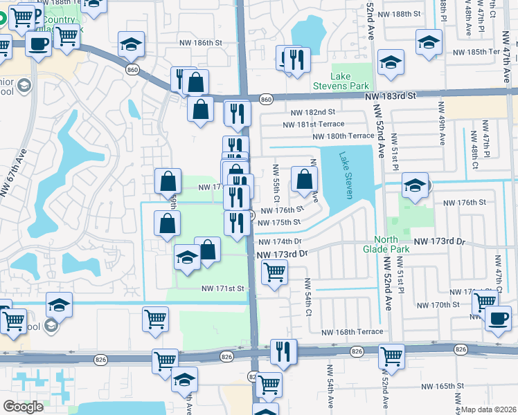 map of restaurants, bars, coffee shops, grocery stores, and more near in 