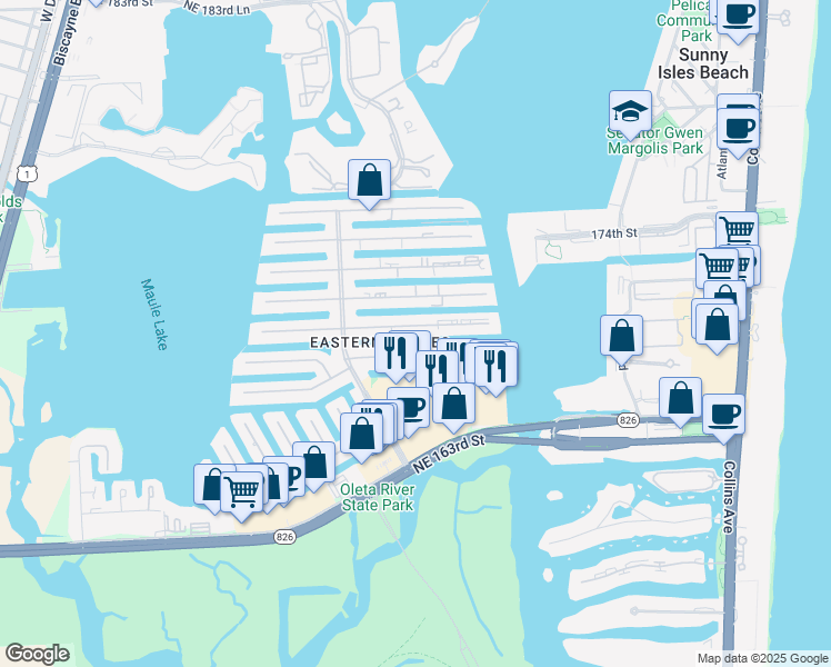 map of restaurants, bars, coffee shops, grocery stores, and more near 3720 Northeast 167th Street in North Miami Beach