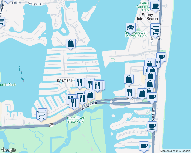 map of restaurants, bars, coffee shops, grocery stores, and more near 4098 Northeast 167th Street in North Miami Beach