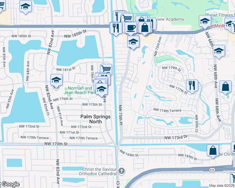 map of restaurants, bars, coffee shops, grocery stores, and more near in Country Club