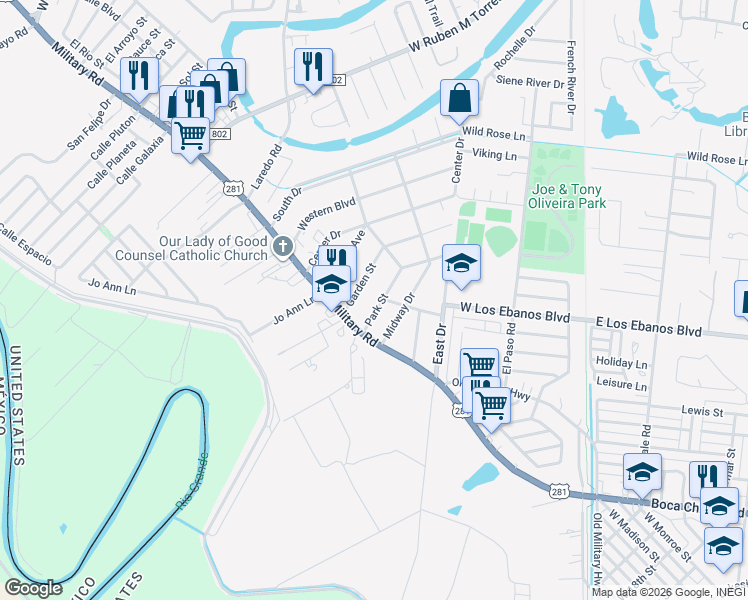map of restaurants, bars, coffee shops, grocery stores, and more near 108 Garden Street in Brownsville