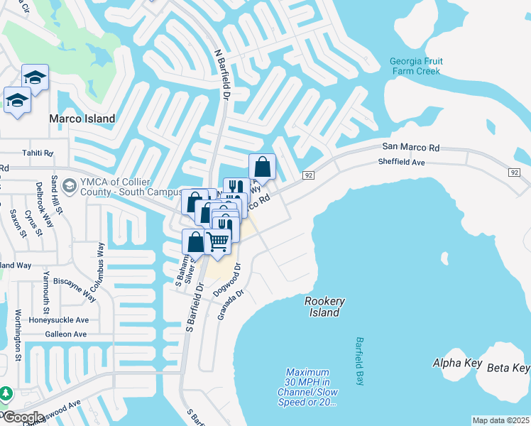 map of restaurants, bars, coffee shops, grocery stores, and more near 1857 San Marco Road in Marco Island
