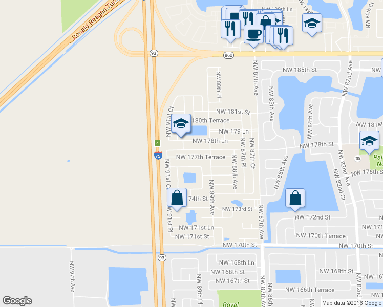 map of restaurants, bars, coffee shops, grocery stores, and more near 9021 Northwest 177th Terrace in Hialeah