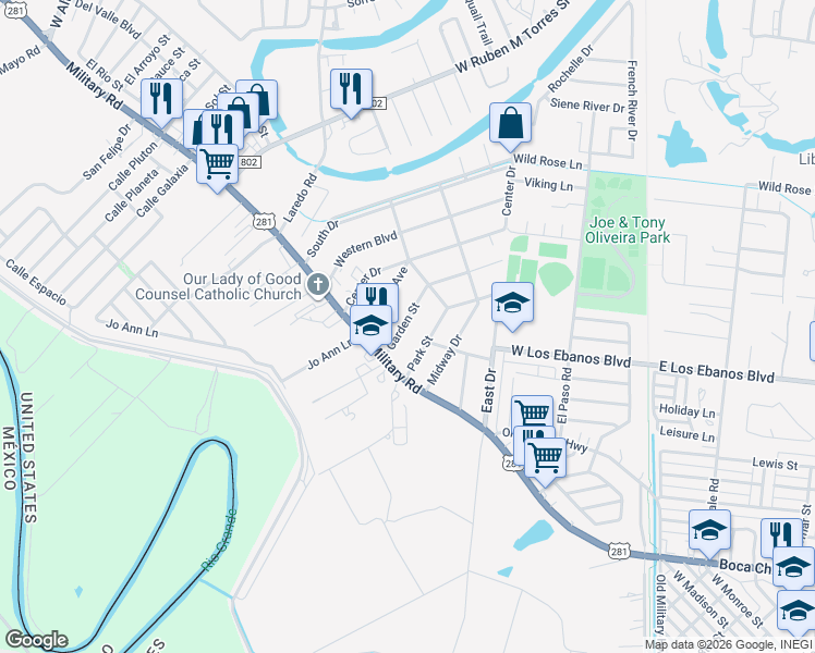 map of restaurants, bars, coffee shops, grocery stores, and more near 108 Garden Street in Brownsville