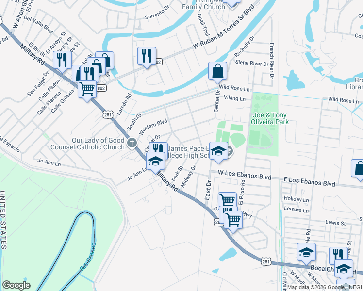 map of restaurants, bars, coffee shops, grocery stores, and more near 205-215 Garden Street in Brownsville