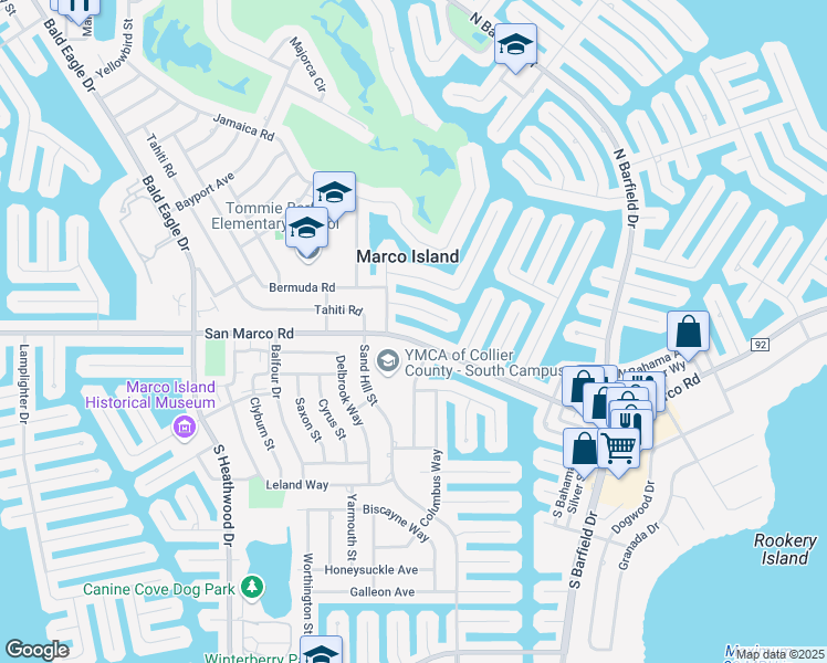 map of restaurants, bars, coffee shops, grocery stores, and more near 1542 San Marco Road in Marco Island