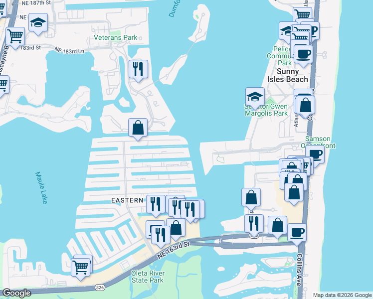 map of restaurants, bars, coffee shops, grocery stores, and more near 4000 Northeast 170th Street in North Miami Beach
