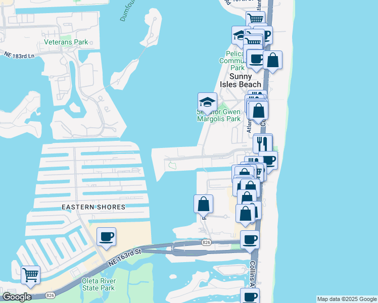 map of restaurants, bars, coffee shops, grocery stores, and more near 251 174th Street in Miami Beach