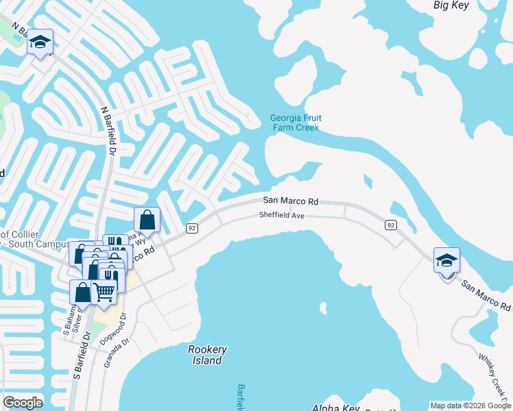 map of restaurants, bars, coffee shops, grocery stores, and more near 1977 San Marco Road in Marco Island