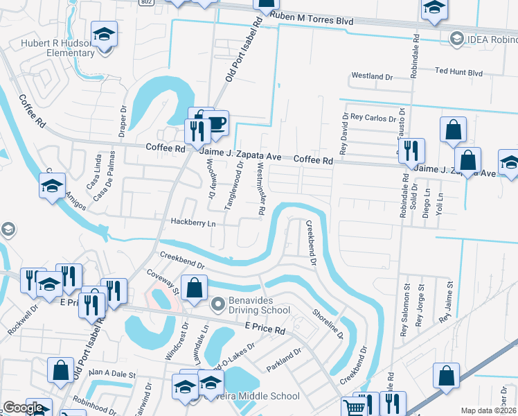 map of restaurants, bars, coffee shops, grocery stores, and more near 1781 Westminster Rd in Brownsville