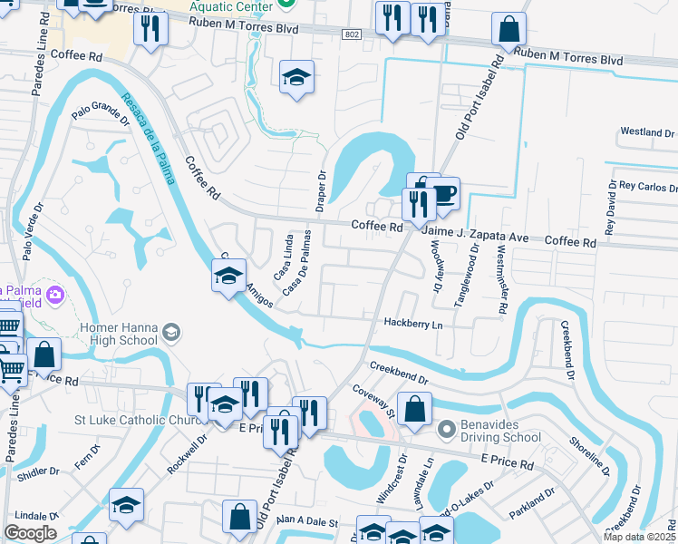 map of restaurants, bars, coffee shops, grocery stores, and more near 26 Meadow Glen Drive in Brownsville