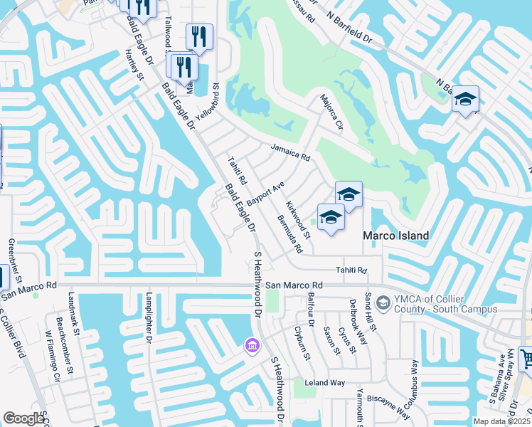 map of restaurants, bars, coffee shops, grocery stores, and more near 161 Tahiti Road in Marco Island