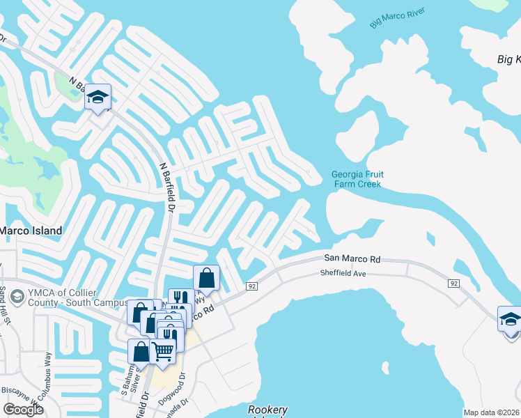 map of restaurants, bars, coffee shops, grocery stores, and more near 181 Channel Ct in Marco Island