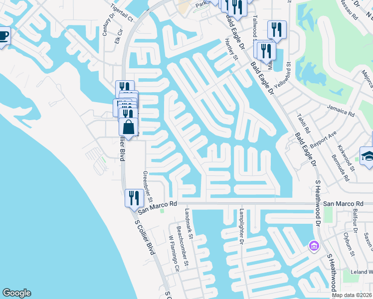 map of restaurants, bars, coffee shops, grocery stores, and more near 864 Wintergreen Court in Marco Island