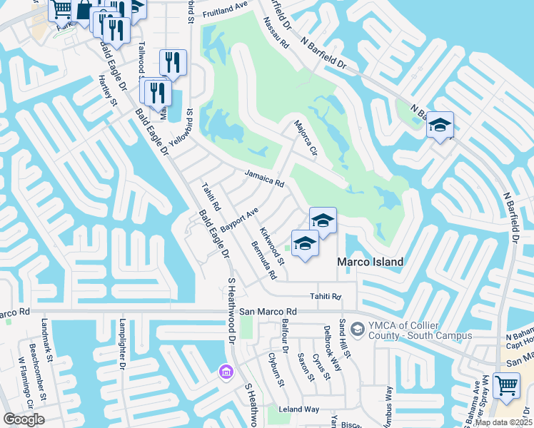 map of restaurants, bars, coffee shops, grocery stores, and more near 1315 Bayport Avenue in Marco Island