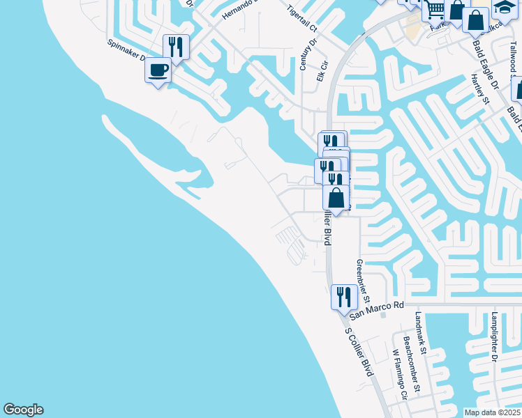 map of restaurants, bars, coffee shops, grocery stores, and more near 240 Seaview Court in Marco Island