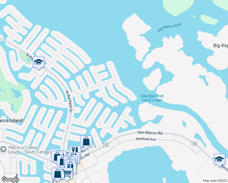 map of restaurants, bars, coffee shops, grocery stores, and more near 163 Hollyhock Court in Marco Island