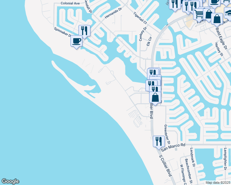 map of restaurants, bars, coffee shops, grocery stores, and more near 320 Seaview Court in Marco Island
