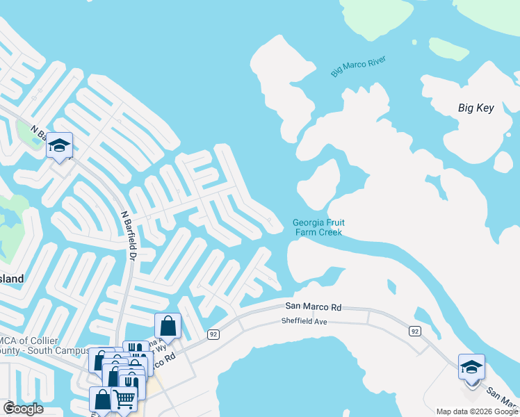map of restaurants, bars, coffee shops, grocery stores, and more near 165 Stillwater Court in Marco Island