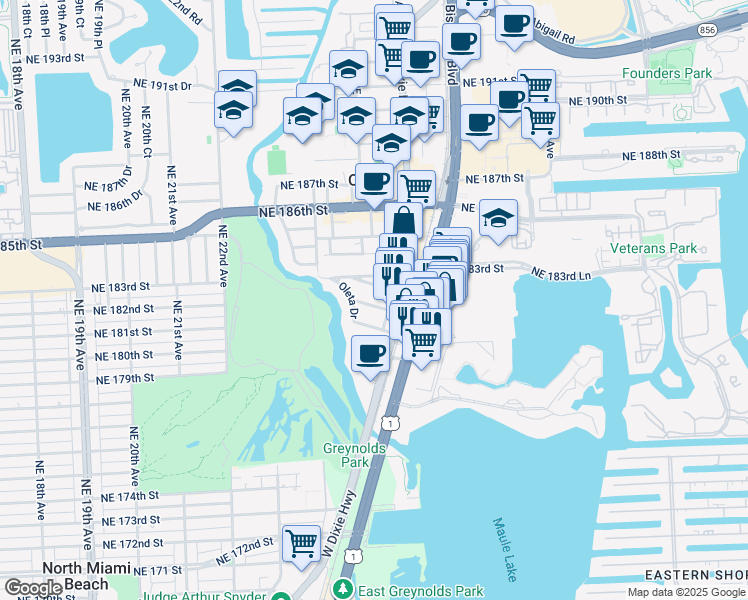 map of restaurants, bars, coffee shops, grocery stores, and more near in Ojus