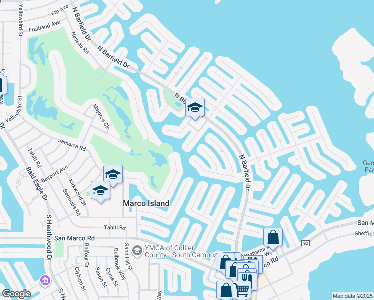 map of restaurants, bars, coffee shops, grocery stores, and more near 1635 Barbados Court in Marco Island