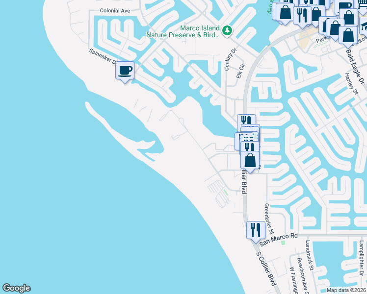 map of restaurants, bars, coffee shops, grocery stores, and more near 320 Seaview Court in Marco Island