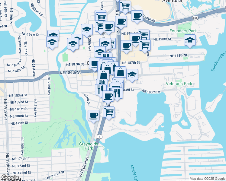 Aventura FL Walk Score - Lng= 80.14757