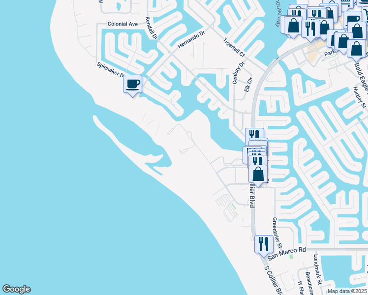 map of restaurants, bars, coffee shops, grocery stores, and more near 380 Seaview Court in Marco Island