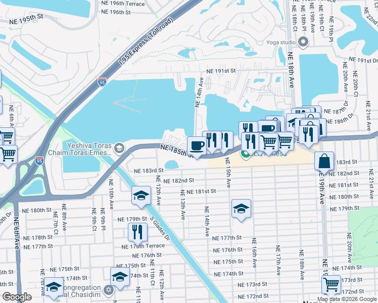 map of restaurants, bars, coffee shops, grocery stores, and more near in Ojus