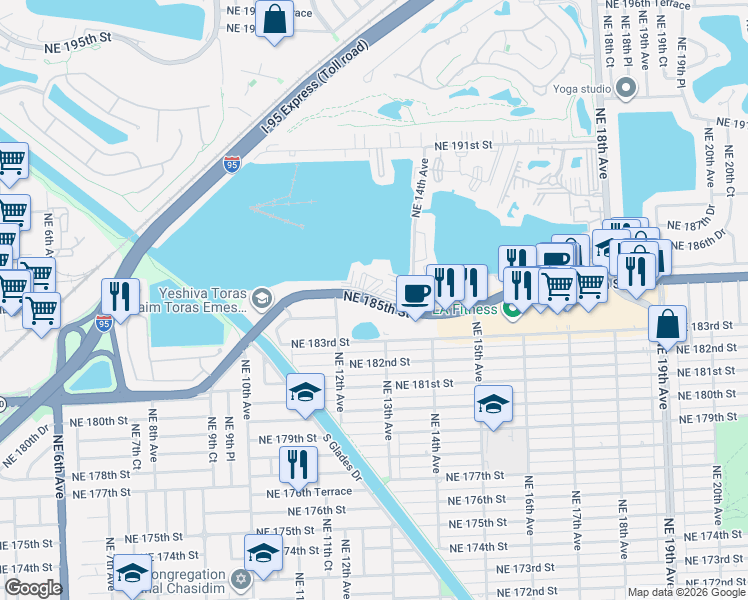 map of restaurants, bars, coffee shops, grocery stores, and more near in Ojus