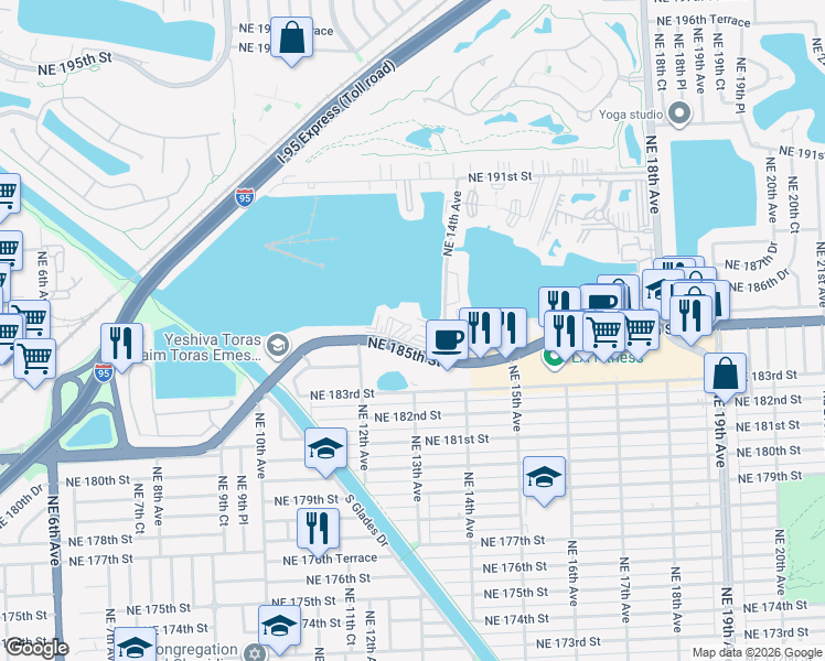 map of restaurants, bars, coffee shops, grocery stores, and more near in Ojus