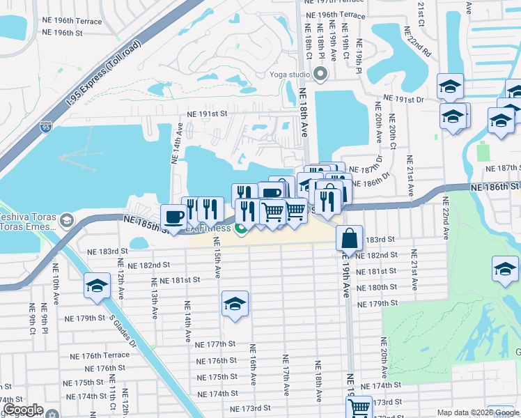 map of restaurants, bars, coffee shops, grocery stores, and more near 1690 Florida 860 in Miami