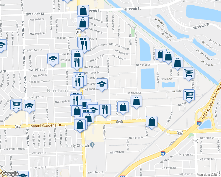 map of restaurants, bars, coffee shops, grocery stores, and more near in Miami-Dade County