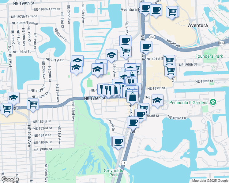 map of restaurants, bars, coffee shops, grocery stores, and more near in Ojus