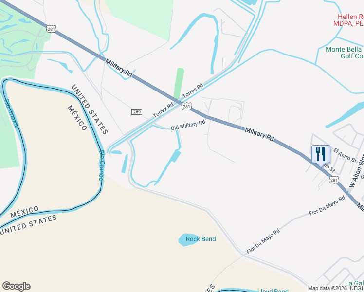 map of restaurants, bars, coffee shops, grocery stores, and more near 2760 Rusteberg Lane in Brownsville