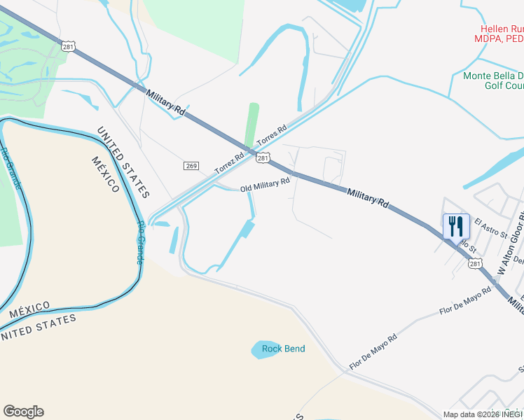 map of restaurants, bars, coffee shops, grocery stores, and more near 2760 Rusteberg Lane in Brownsville