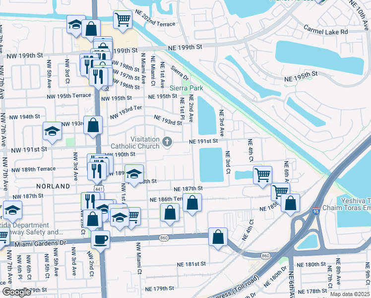 map of restaurants, bars, coffee shops, grocery stores, and more near in Miami-Dade County