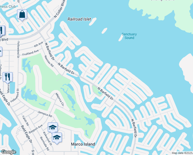 map of restaurants, bars, coffee shops, grocery stores, and more near 1732 Piedmont Court in Marco Island