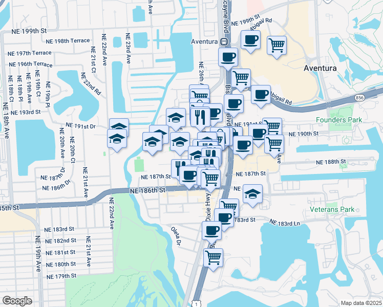 map of restaurants, bars, coffee shops, grocery stores, and more near in Ojus