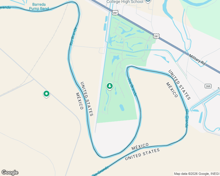 map of restaurants, bars, coffee shops, grocery stores, and more near 4609 River Creek Circle in Brownsville
