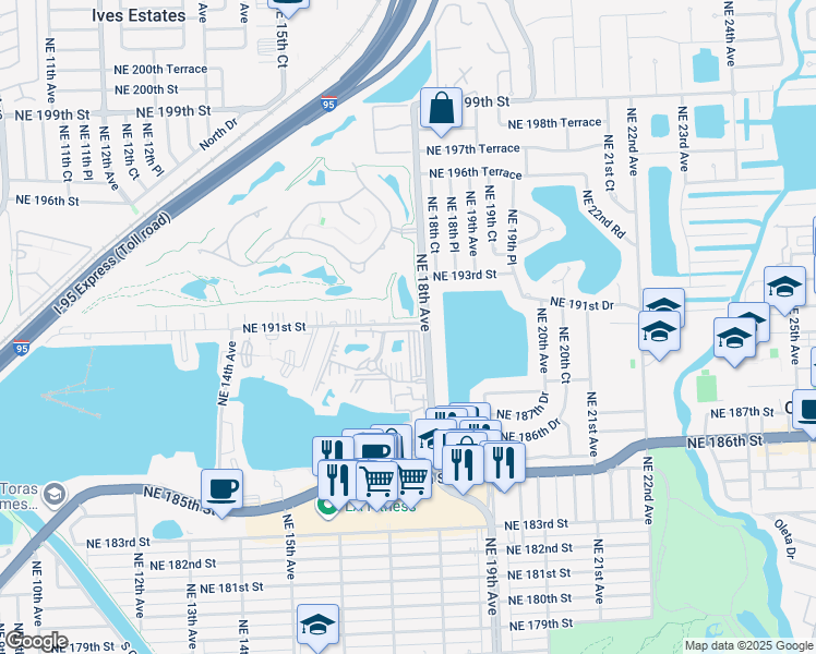map of restaurants, bars, coffee shops, grocery stores, and more near in Ojus