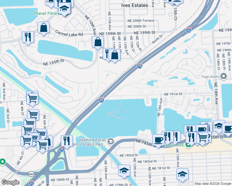 map of restaurants, bars, coffee shops, grocery stores, and more near in Ojus