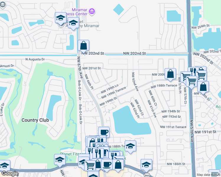 map of restaurants, bars, coffee shops, grocery stores, and more near 6330 Northwest 200th Street in Hialeah