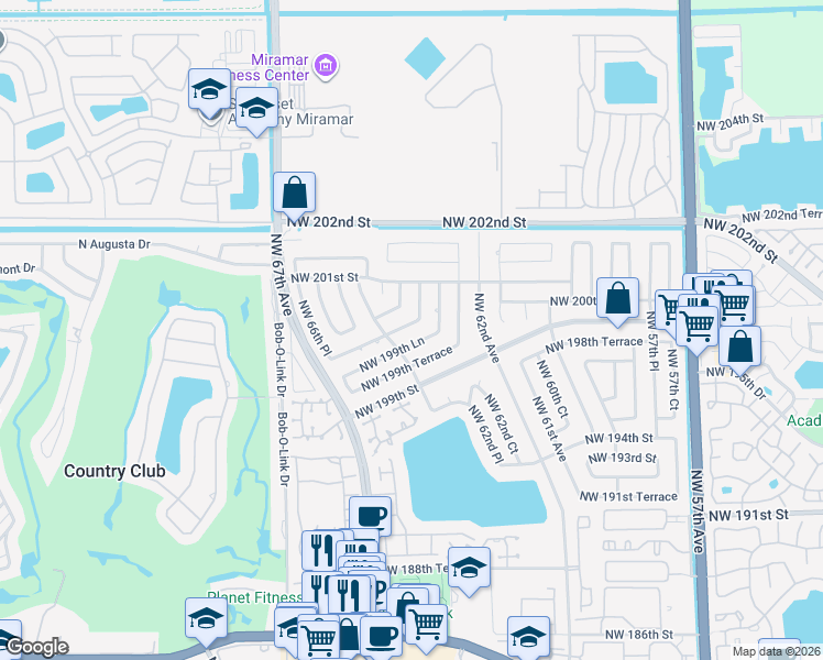 map of restaurants, bars, coffee shops, grocery stores, and more near 6330 Northwest 200th Street in Hialeah