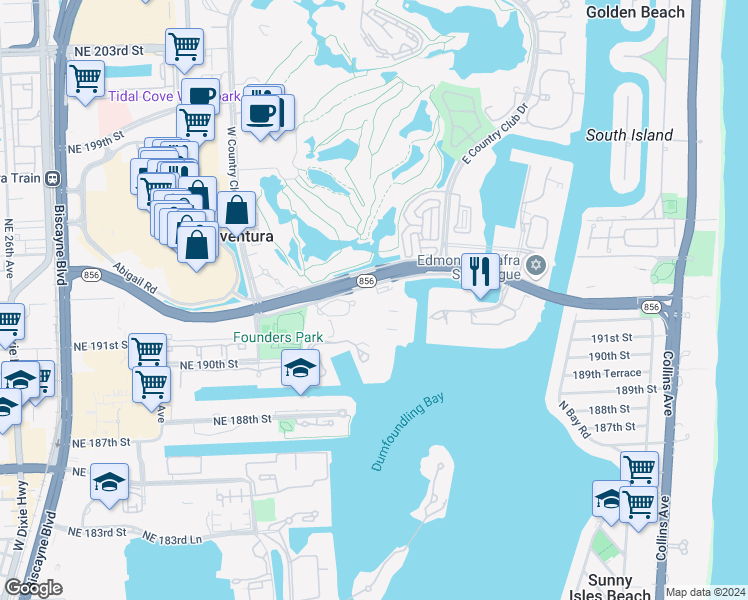 map of restaurants, bars, coffee shops, grocery stores, and more near in Aventura