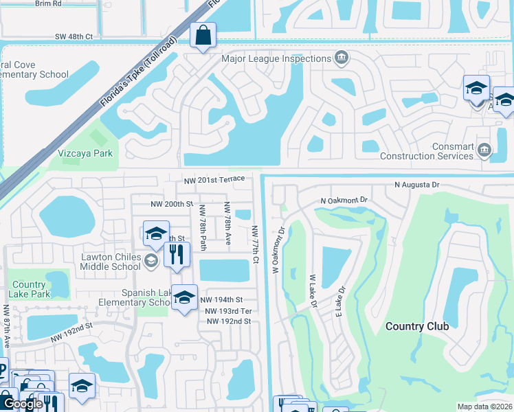 map of restaurants, bars, coffee shops, grocery stores, and more near 7621 The Hague in Hialeah