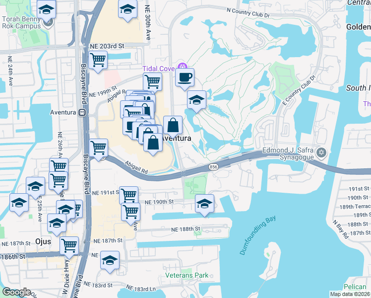 map of restaurants, bars, coffee shops, grocery stores, and more near in Aventura