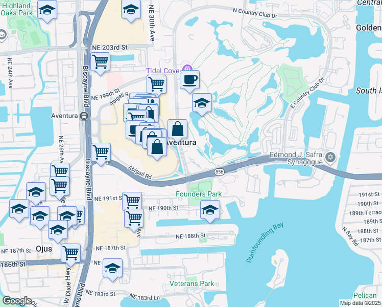 map of restaurants, bars, coffee shops, grocery stores, and more near in Aventura