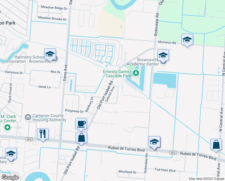 map of restaurants, bars, coffee shops, grocery stores, and more near 3948 Gabriel Avenue in Brownsville