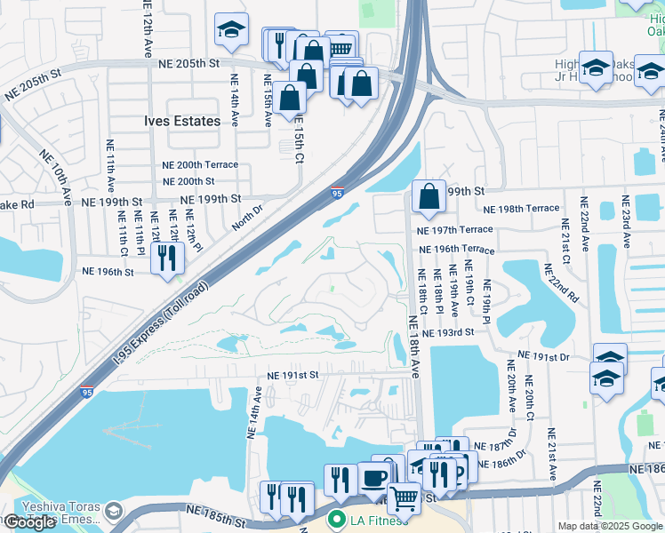 map of restaurants, bars, coffee shops, grocery stores, and more near 1639 Diplomat Drive in Miami
